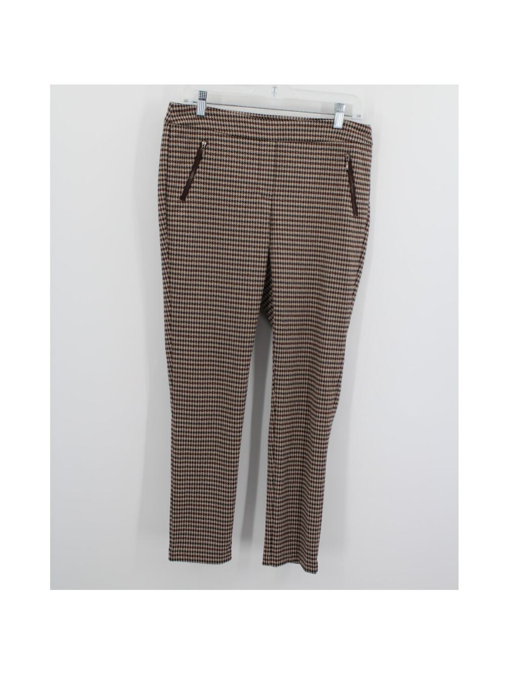 J.McLaughlin Ross Pants 8 Ankle Houndstooth Zip Pockets Stretch Slim Dress Pants